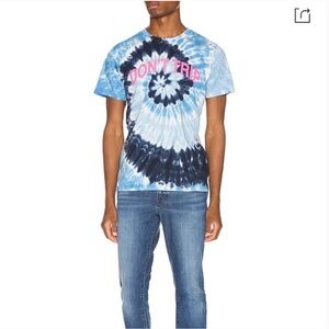 Mother Denim Jeans The Buster Blue Pink Tie Dye Tee Shirt Don't Trip Size Small